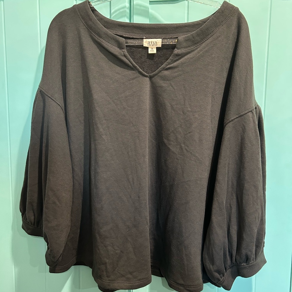 NWT ANA Women’s sweatshirt like top plus sz 3x